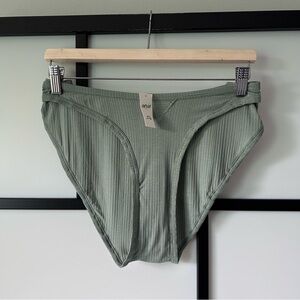 [XXL] NWT Aerie Sage Green Softest Ribbed Hi Cut Bikini Panties